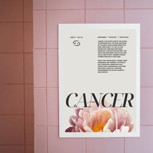 CANCER PRINT, Zodiac Print, Digital Art, Digital Print, Zodiac Poster, Astrology Art, Star Sign Poster, Zodiac Gift,Zodiac Wall Art Decor,