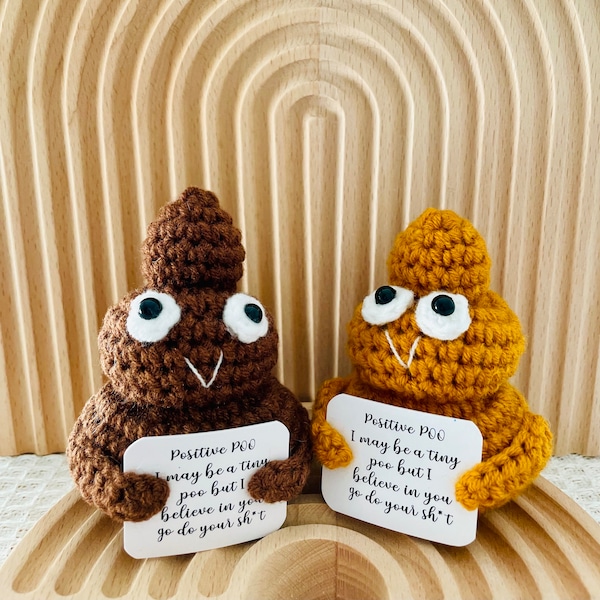 Emotional Support Gift Funny Positive Poo Cute Crochet Pickle Desk Decor Motivational Gift Sending a Hug Friendship Gift for Her/Him