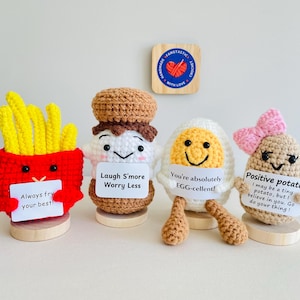 Supportive Positive Crochet Marshmallow S’more, Vegetables Fruits and Animals, Staff Coworker Gift,Christmas Stocking Stuffer, Birthday Gift