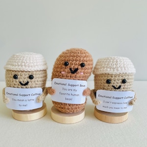 Crochet Coffee Bean Coffee Cup: Handmade Emotional Support Desk Buddy