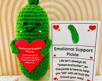 Emotional Support Pickle, Graduation Gift, Cute Positive Crochet Pickle, Thinking of You, Cheer Me Up, Birthday Gift, Gift for Mother