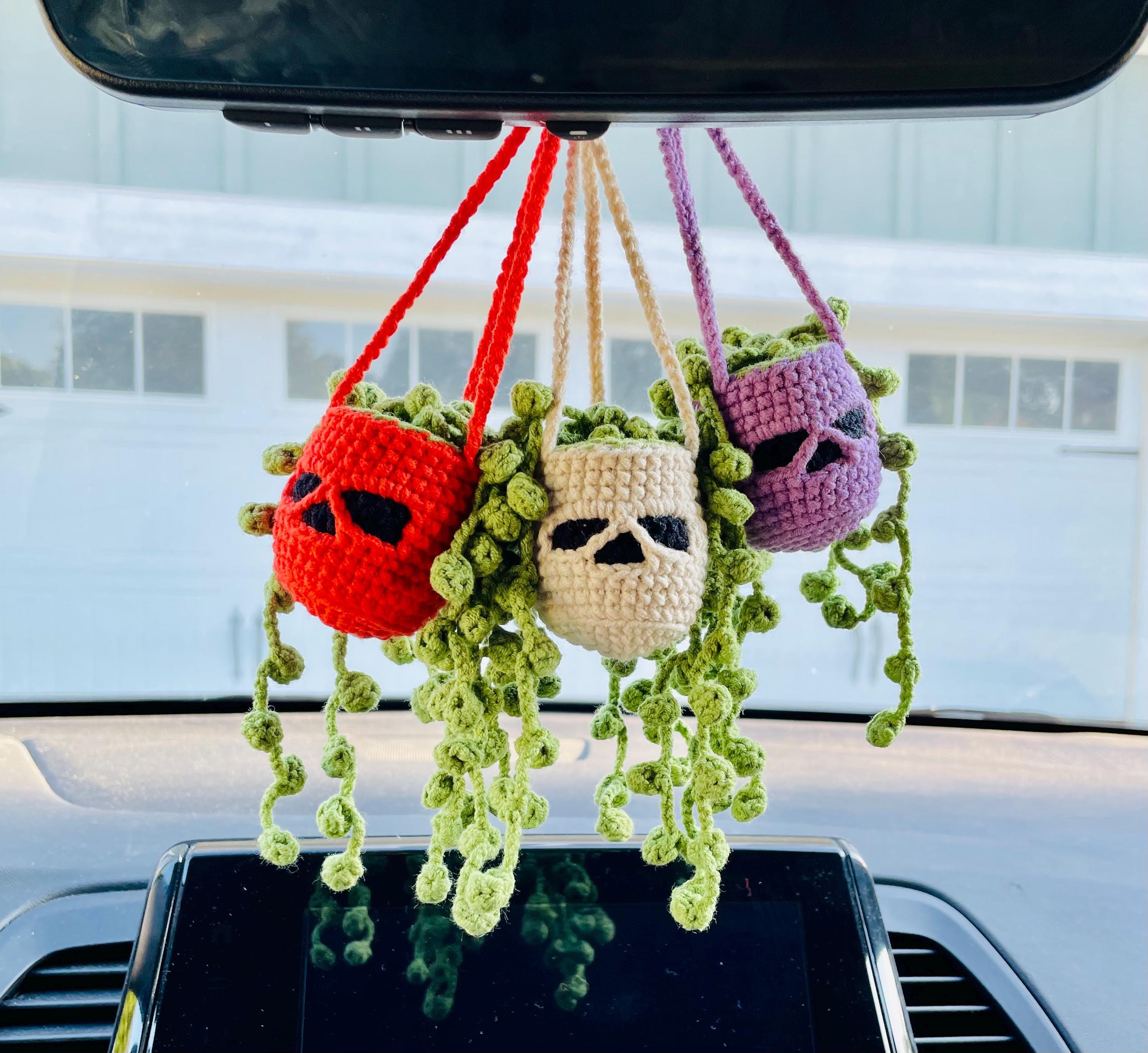 Spooky Halloween Car Hanging Decorations: Crochet Skull Hanging