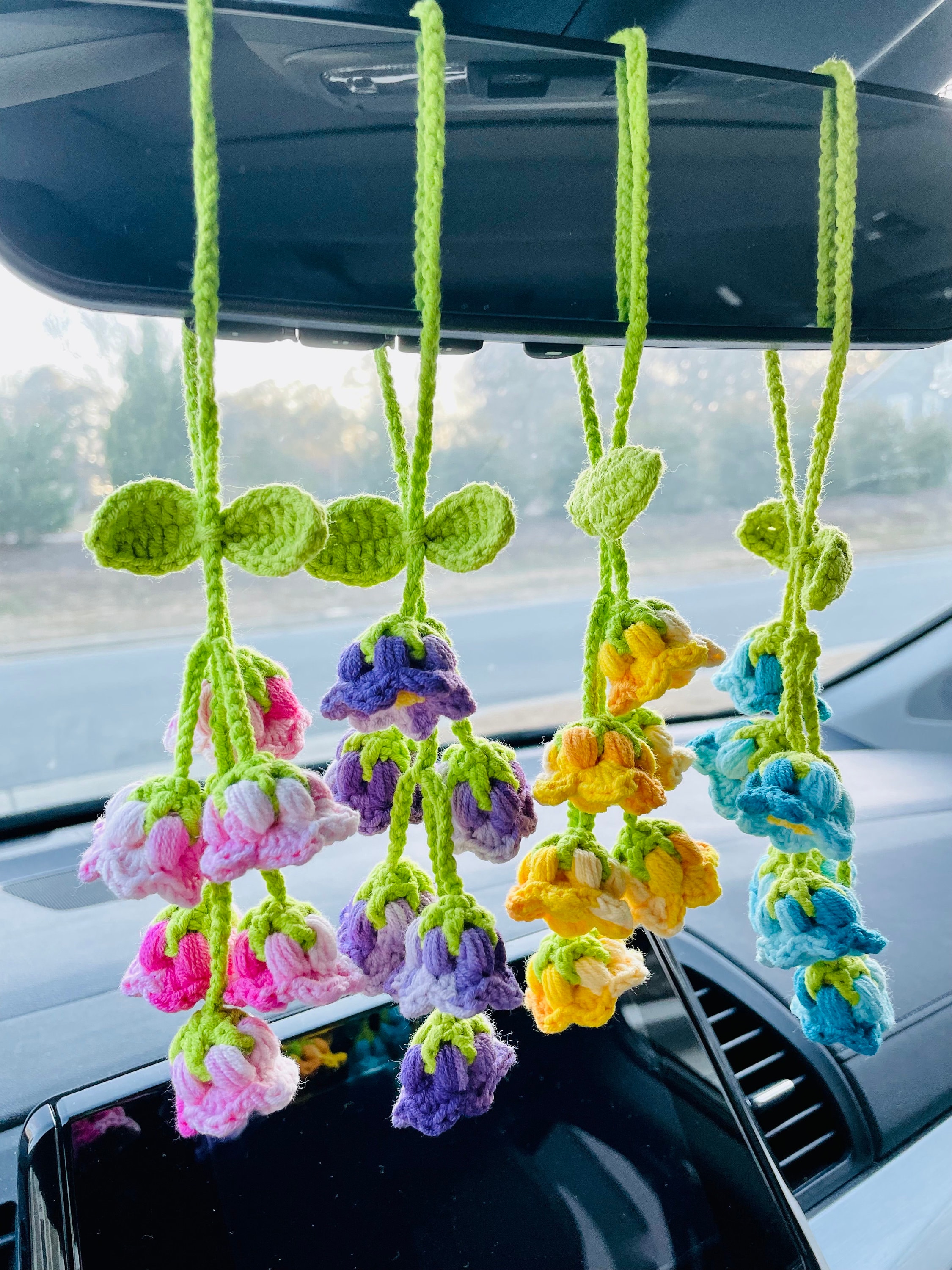 Crochet Lily of the Valley Car Charm: Rearview Mirror Hanging