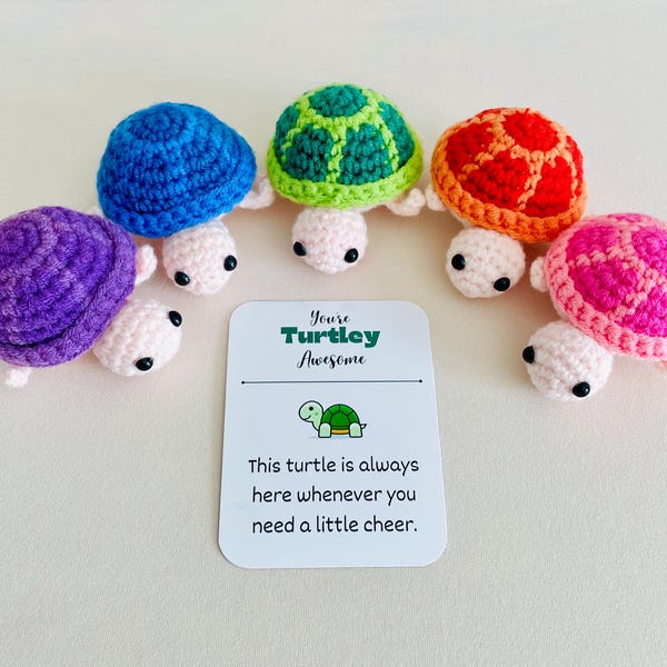 Crochet Turtle Pocket Hug: Emotional Support Charm