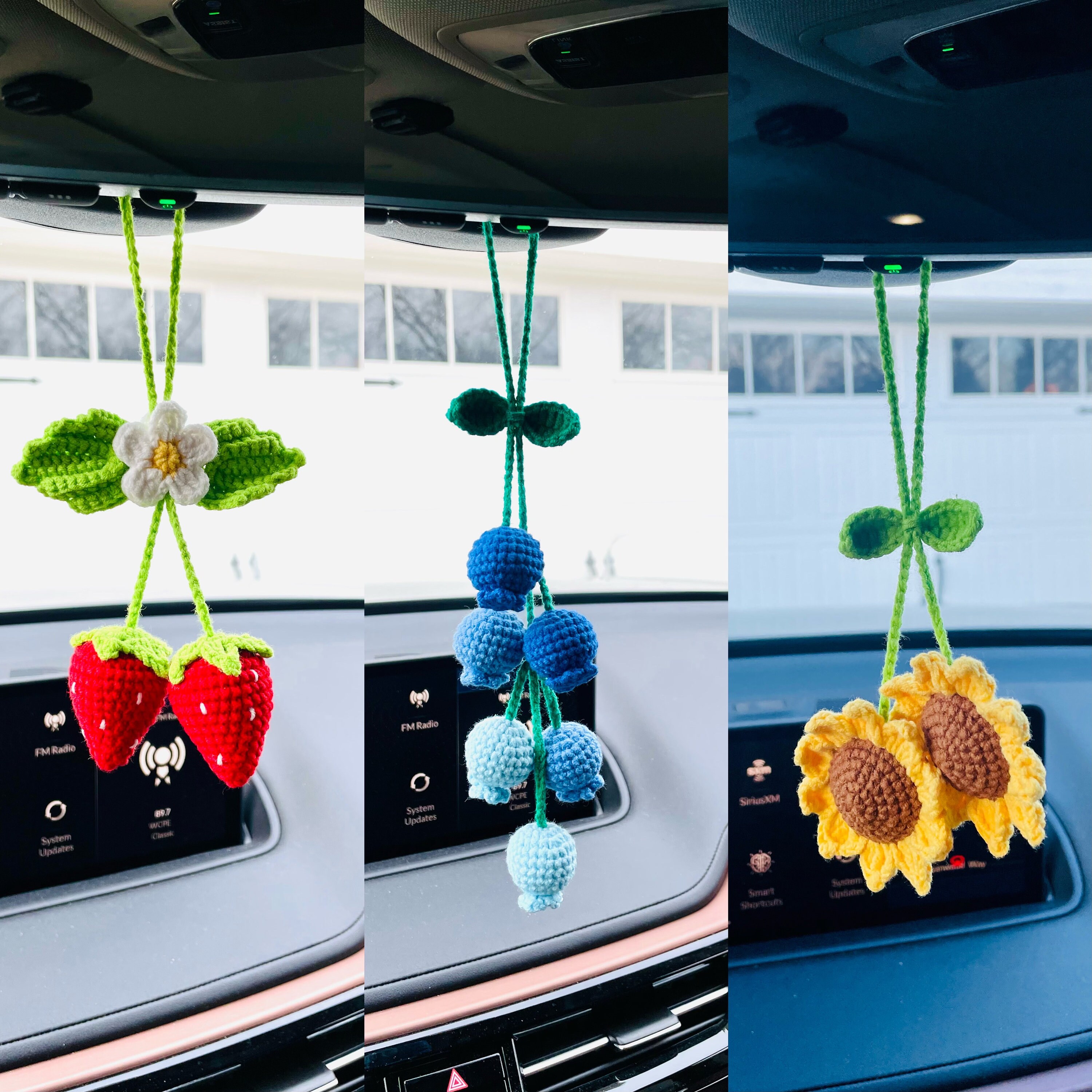 Crochet Strawberry Car Hanging: Rearview Mirror Decoration - Etsy