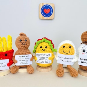 Crochet Positive Taco Handmade Emotional Support Desk Buddy Inspirational Animals for Valentines Anniversary Birthday Christmas Appreciation