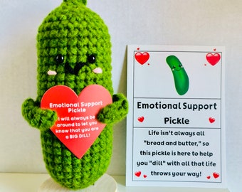 Emotional Support Pickle Cute Positive Crochet Pickle Personalized Crochet Pickle Crochet Ornament Birthday Gift Graduation Gift for Her/Him