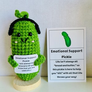 Emotional Support Pickle Cute Positive Crochet Pickle Personalized Crochet Pickle Crochet Ornament Birthday Gift Graduation Gift for Her/Him Headphone Pickle