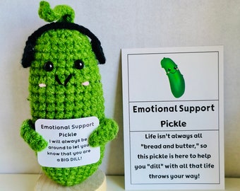 Emotional Support Pickle Cute Positive Crochet Pickle Personalized Crochet Pickle Crochet Ornament Birthday Gift Christmas Gift for Her/Him