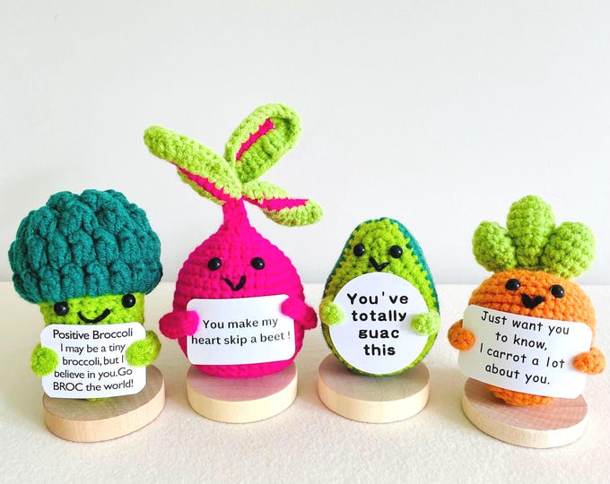 Crochet Emotional Support Fruits and Vegetables: Handmade Positive Desk Buddy for Her Friends Staff Coworker Student Teacher Dietitian