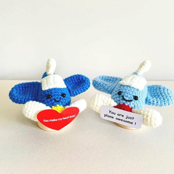 Cute Crochet AirplanelYou Are Just Plane Awesome|Valentines Day Gift|Pilot Gift|Emotional Support|Motivational GiftBirthday Gift for Her/Him