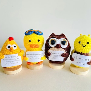 Creative Cute Crochet Gift|Crochet Owl Duck Chicken Bee Avocado Carrot Potato Pickle|Positive Desk Buddy|Emotional Support|Birthday Gift