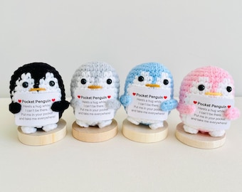 Handmade Crochet Pocket Penguin: Emotional Support Desk Buddy