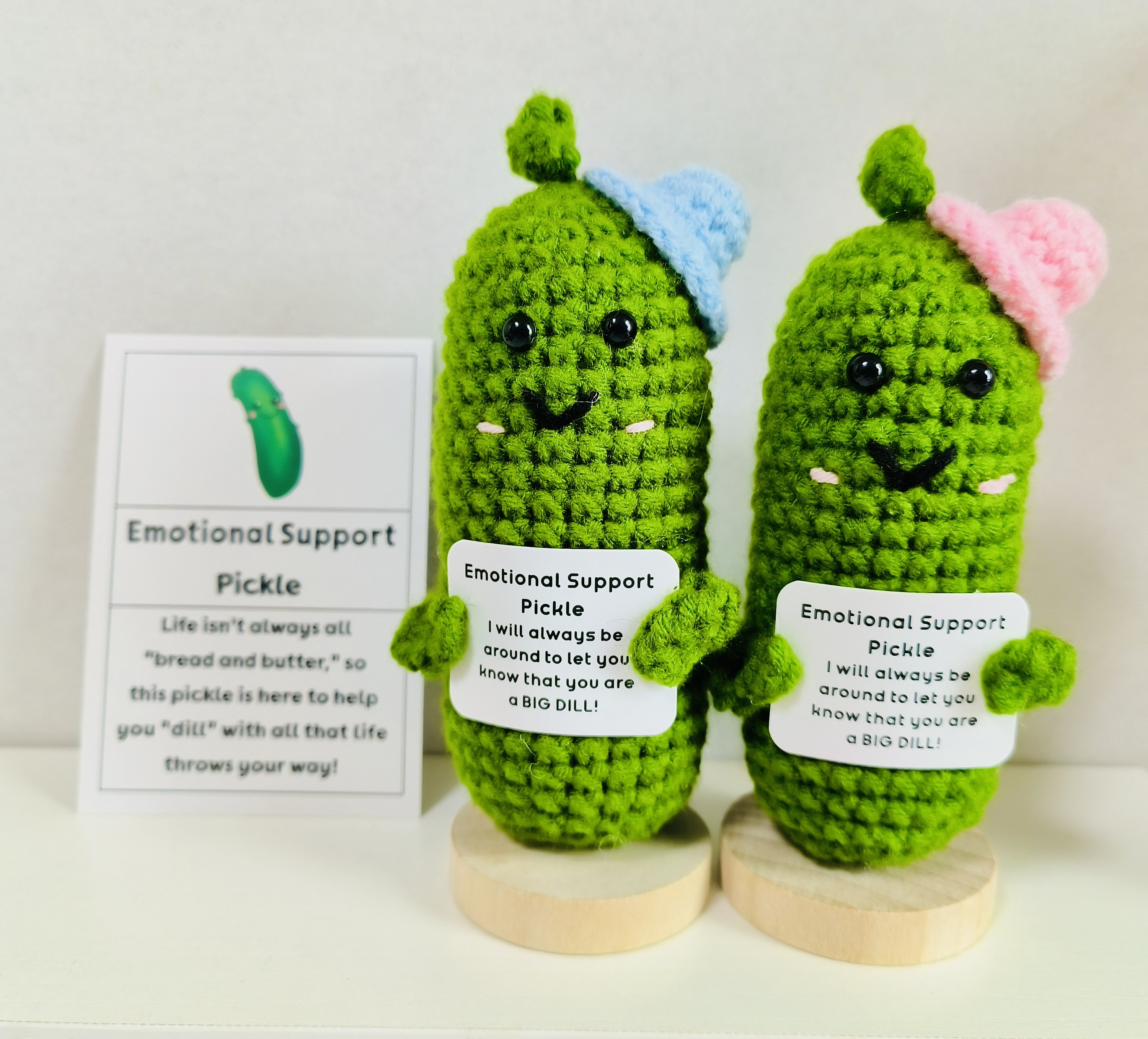 Pickle Buddies Positive Pink Shark - Positive Crochet Animals Emotional Support Plush Crochet Plushies Emotional Support Crochet Gift