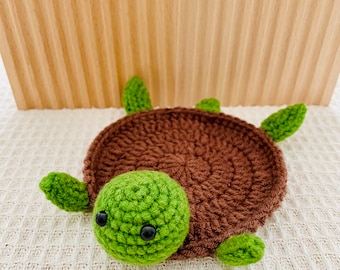 Cute Crochet Turtle Coasters, Tortoise Coaster, Turtle Mug Rug, Table Decor, Desk Accessories, Housewarming Gift, Gift for Women/Men