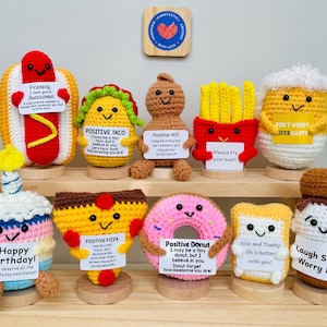 Handmade Crochet Inspirational Dietitian Desk Buddy: Positive Affirmation Animal Dolls Gift for Coworker Friends Teacher Nurse Doctor