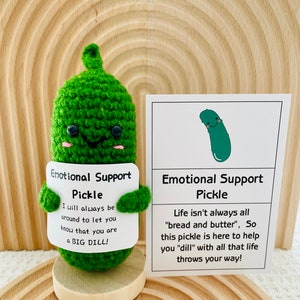 Emotional Support Pickle Cute Positive Crochet Pickle Personalized Crochet Pickle Crochet Ornament Birthday Gift Graduation Gift for Her/Him Classic Pickle