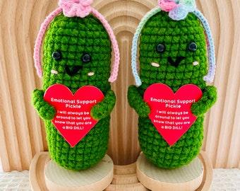 Emotional Support Pickle Cute Positive Crochet Pickle Personalized Crochet Pickle Crochet Birthday Gift Thinking of you Gift for Her/Him
