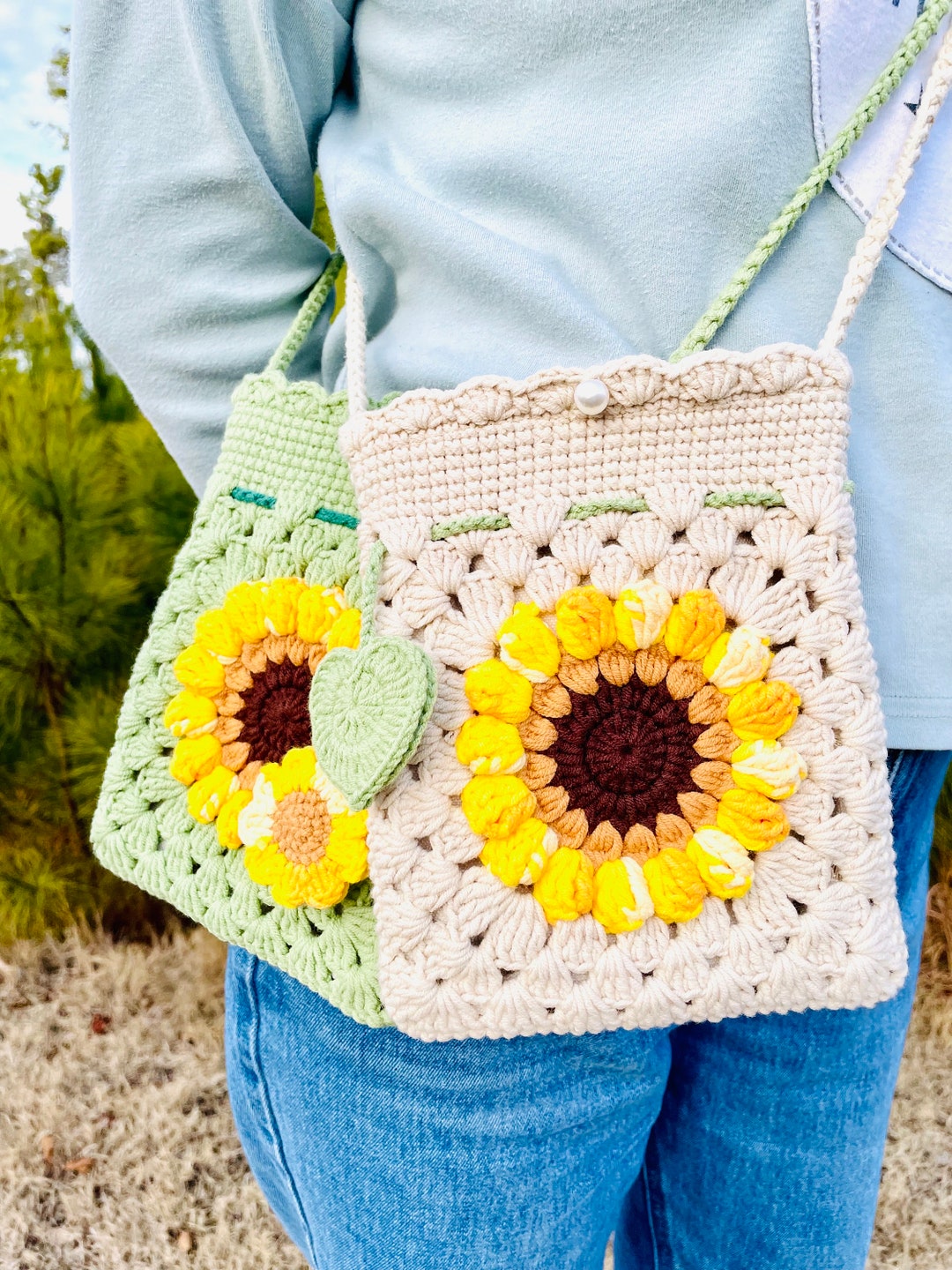Buy Crochet Sunflower Crossbody Bag: Handmade Cotton Purse for Her Mom  Friend, Birthday Gift Online in India