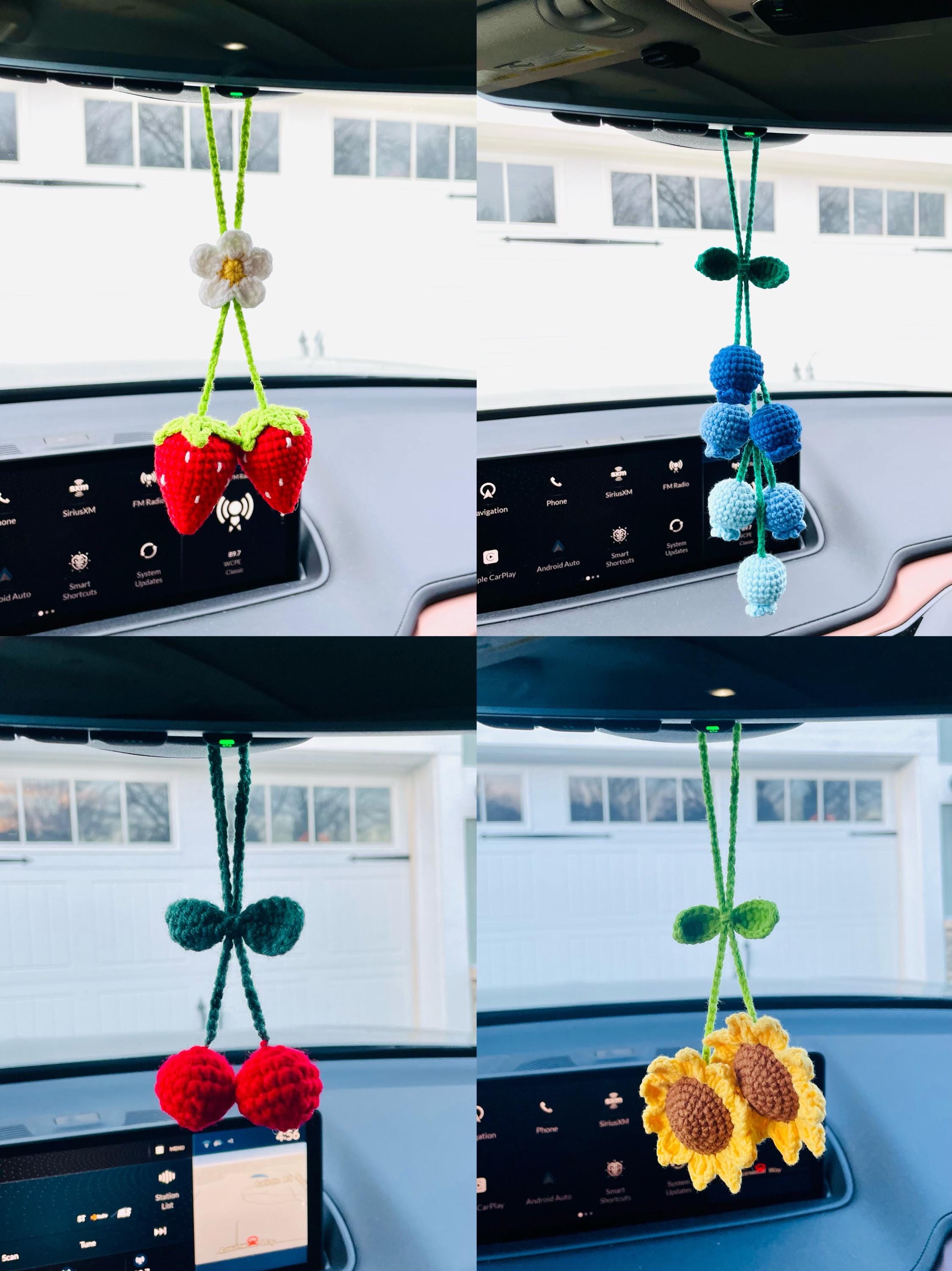 Crochet Car Hanging Plant: Handmade Rearview Mirror Decoration - Etsy