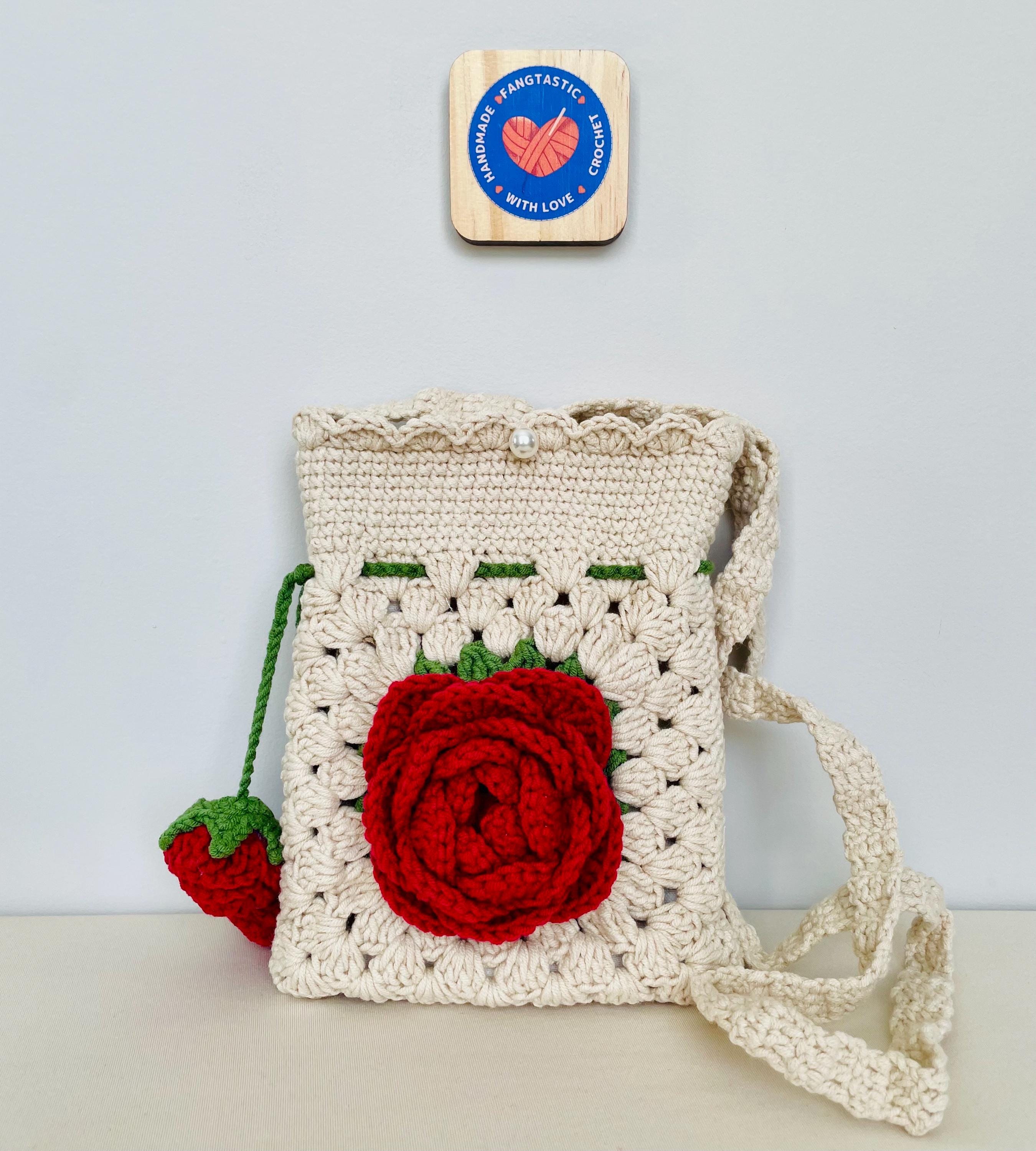 ショルダーバッグ・ポシェット [Slowslowly] Camellia Handmade Crochet Raffia Shoulder Bag Cute Crochet Camellia Crossbody Bag, Crochet Sunflower Bag