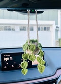 Cute Crochet Car Hanging Plant Rearview Mirror Plant Decoration Succulent Hanging Plant Car Accessory Gift for Mom Her Women Birthday Gift
