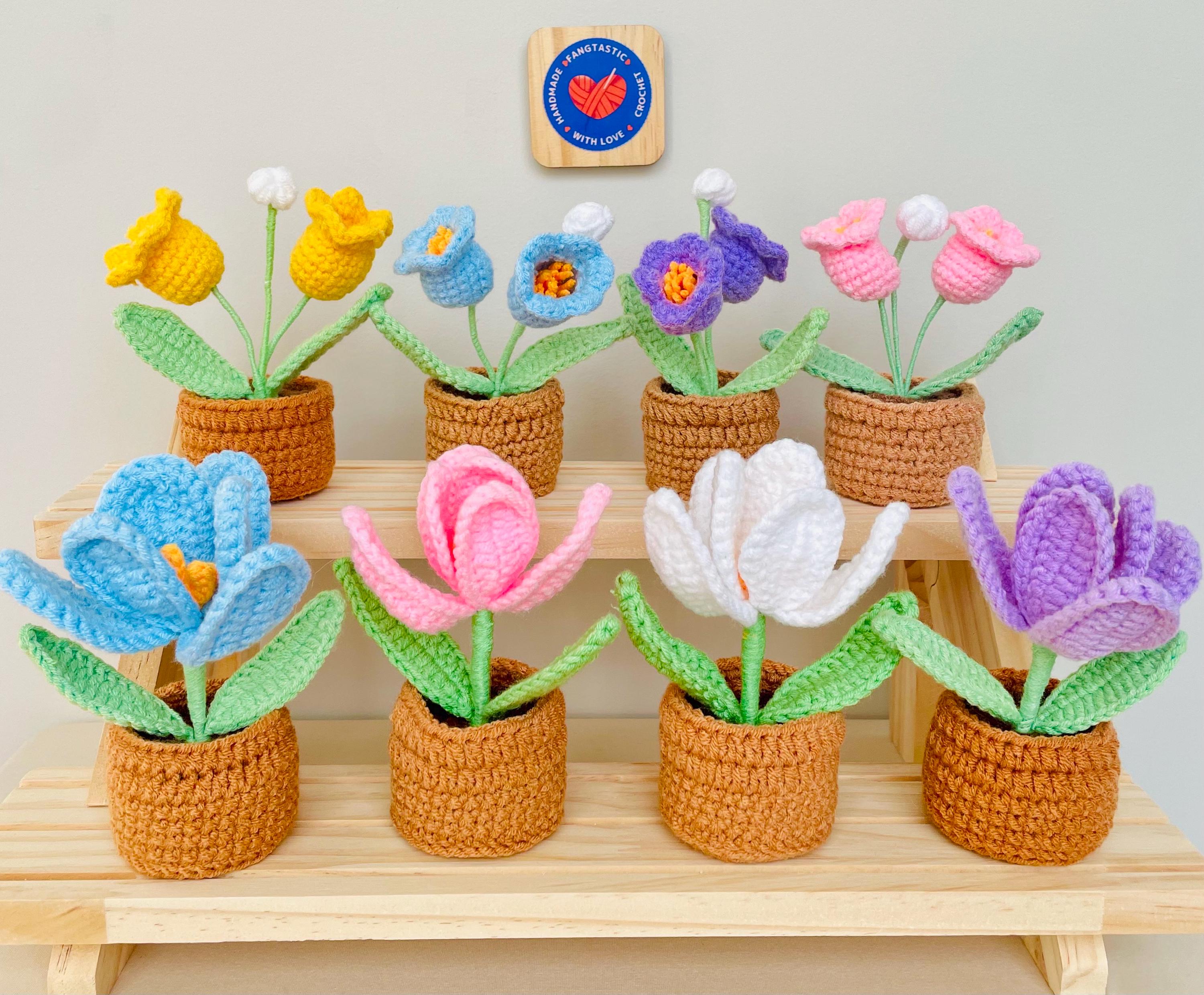 Crochet Tulip Potted Plant: Handmade Yarn Flower Desk Decor - Etsy