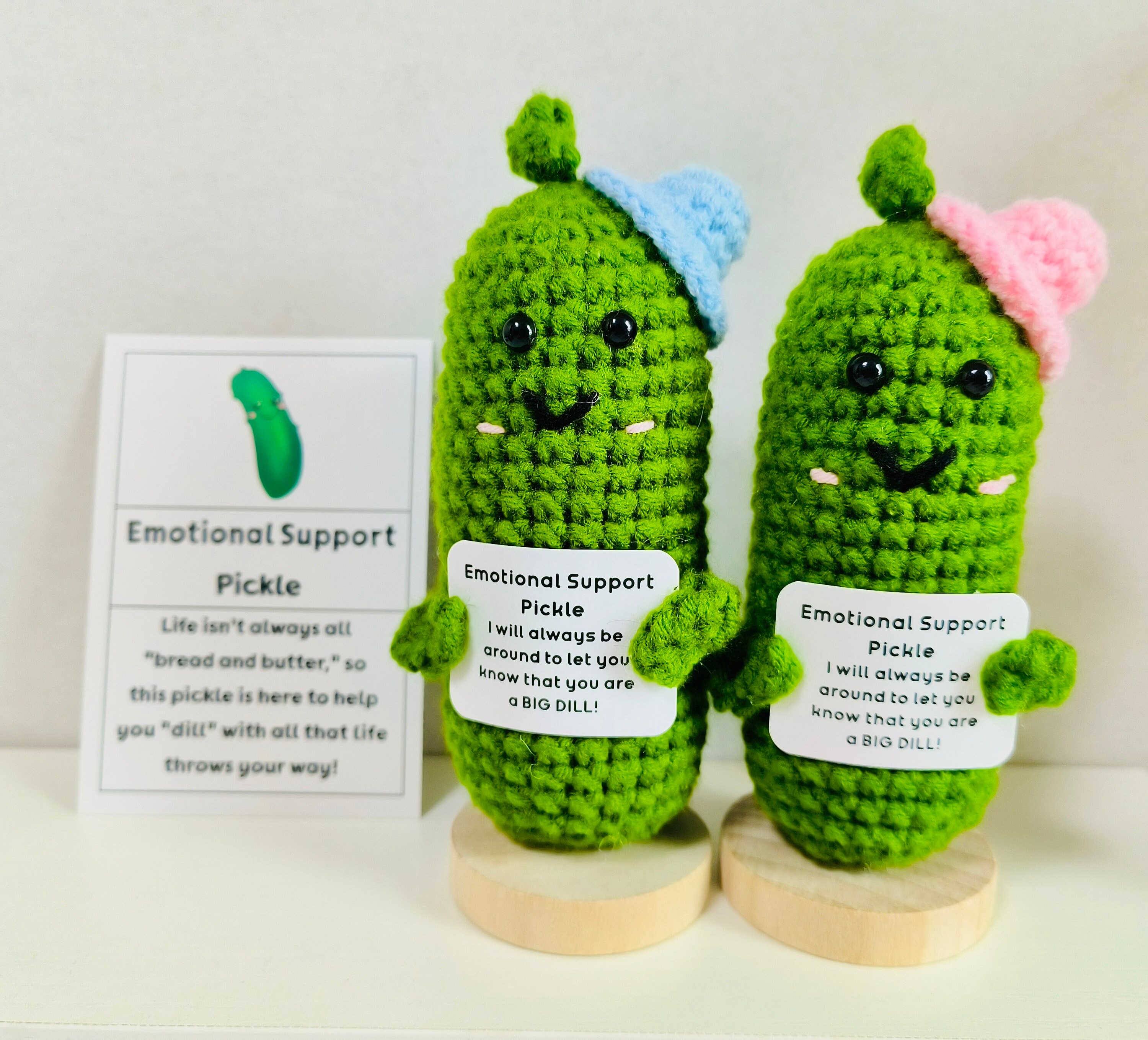 Pickle Buddies Positive Pink Shark - Positive Crochet Animals Emotional Support Plush Crochet Plushies Emotional Support Crochet Gift