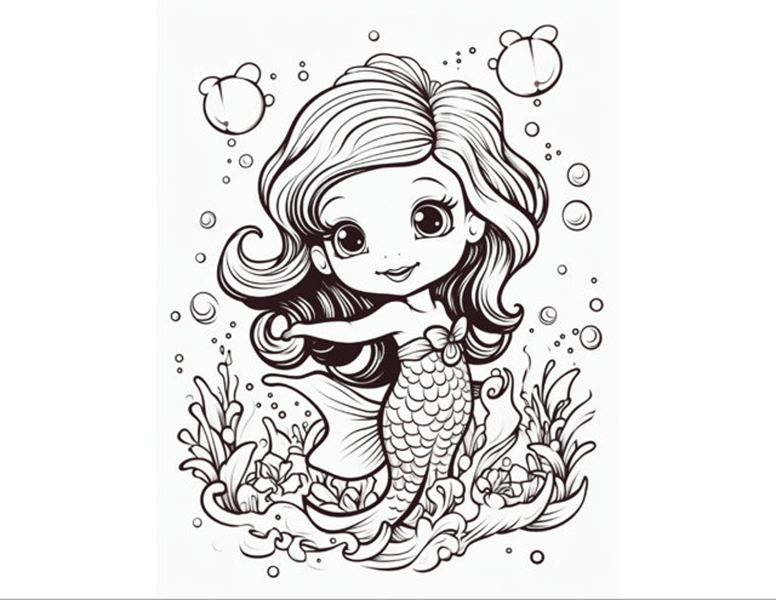 Mermaid Coloring Pages Etsy