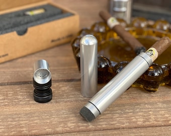 Cigar Accessory - Titanium Anodized containment cylinder with a built in Humidification system