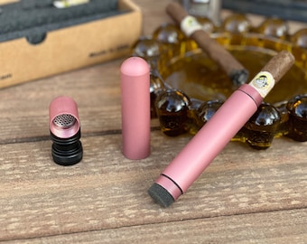 Cigar Accessory - Matt Pink containment cylinder with a built in Humidification system