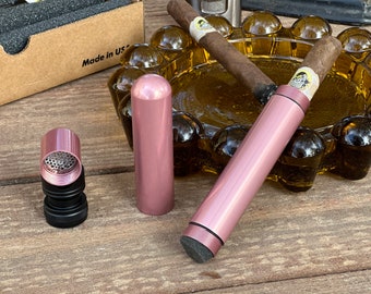 Cigar Accessory - Polish Pink containment cylinder with a built in Humidification system