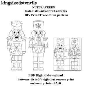 4ft to 7ft nutcrackers, Christmas backdrop, yard art display, house décor, Silhouette Stencil Template bundle , Printable Trace Cutout PDF.