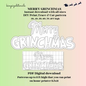 Letrero de Feliz Navidad de 1 a 8 pies de alto, carpintería, exhibición de jardín, arte de letras, fuente, plantilla de plantilla de silueta, trazado imprimible, PDF