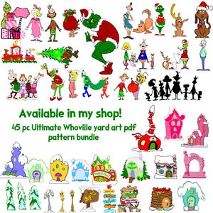 huge Christmas bundle 45 items , Whoville, whimsical , Seuss,  yard art stencil template cut outs, Silhouette ,Print trace and Cut display