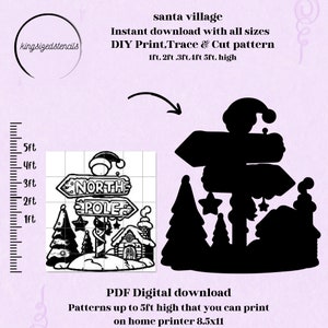 1 bis 5ft Weihnachtsmanndorf, Aufkleber, Party Hintergrund, Weihnachten, Dekor, Hof, Silhouette Schablone Vorlage Bundle, Printable Trace Cutout PDF.