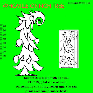 Árbol de Navidad de 1 a 8 pies de alto, festividad, exhibición de arte de jardín, crochet, carpintería, plantilla de plantilla de silueta imprimible, trazado, recorte PDF