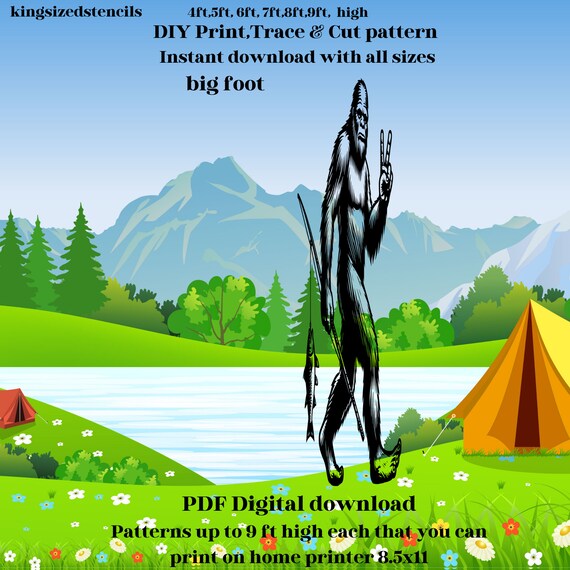4ft to 9ft Bigfoot Fishing Pole ,decal,backdrop, Yard Art, Wall Decor, Decal, Yeti, Silhouette Stencil Template, Printable Trace Cutout PDF. - Etsy 4ft to 9ft Bigfoot Fishing Pole ,decal,backdrop, Yard Art, Wall Decor, Decal, Yeti, Silhouette Stencil Template, Printable Trace Cutout PDF. - Etsy