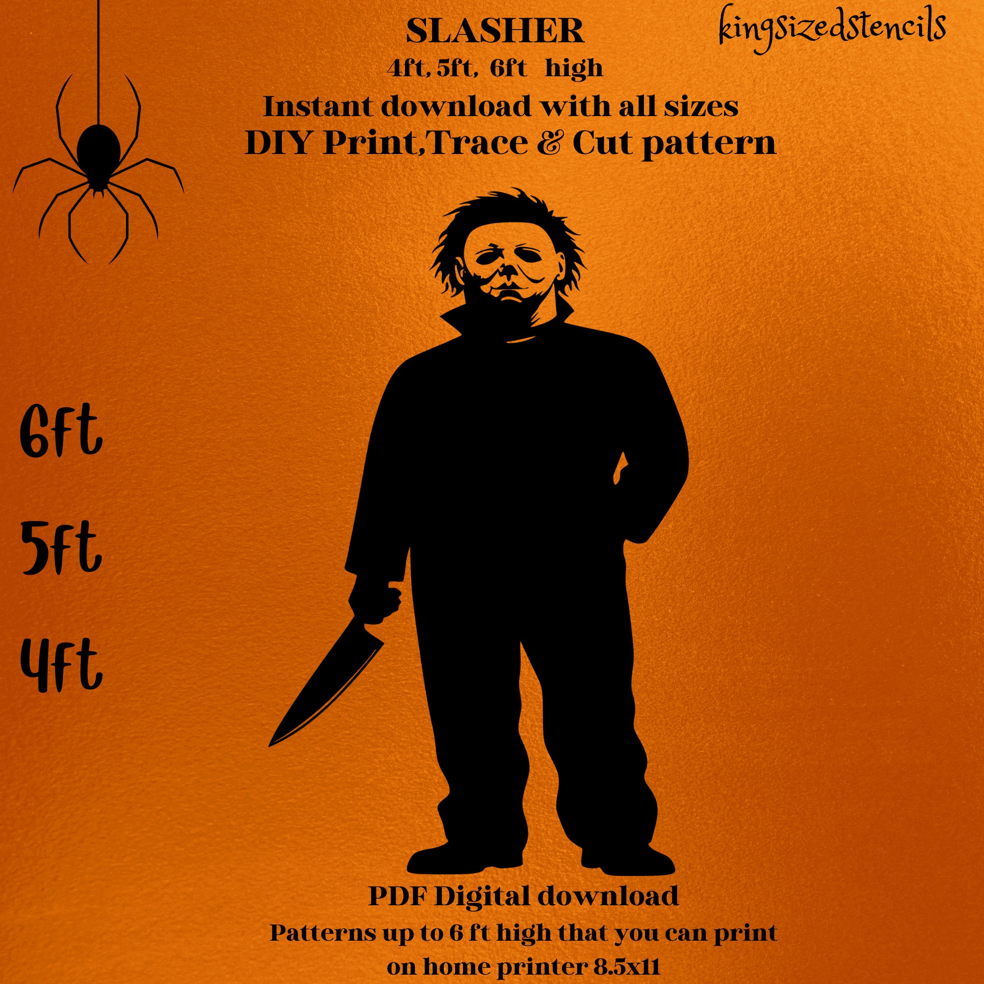 Slasher Drawing Outline Pattern 4ft to 6ft Slasher, Halloween, Party, Customize, DIY, Decor, Backdrop ...