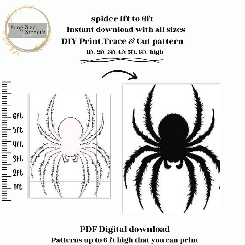 Creative Spider Ruler 1 to 6ft Spider , Halloween , Farm , Animal, Decor, Customize Available ...