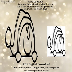 Muñeco de nieve que se asoma de 1 a 6 pies de alto, exhibición de arte de jardín, patrón, recorte festivo, bricolaje, plantilla de plantilla de silueta, PDF de recorte de trazado imprimible.