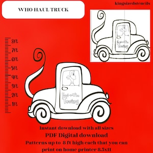 Camión de remolque navideño de 1 a 8 pies de alto, hogar, pueblo, bordado, costura, carpintería, plantilla de plantilla de silueta, PDF de recorte de trazado imprimible