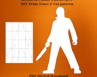 4ft to 6ft slasher, Halloween, party, Myers, DIY, decor, backdrop, thriller, Silhouette Stencil Template bundle , Printable Trace Cutout PDF