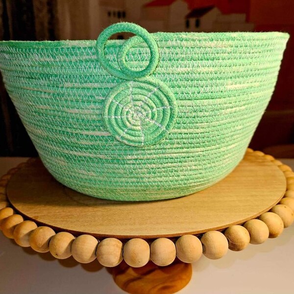 Embroidered Rope Baskets Etsy