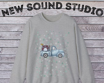 Blue Truck With A Drumset Christmas Sweater