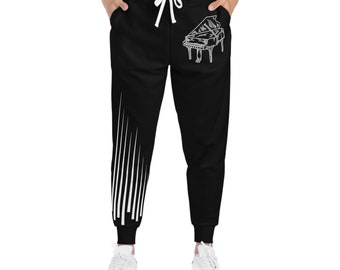 Piano Joggers: Cozy Polyester Blend, Music Lover Gift