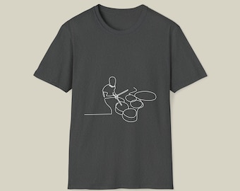Drummer Line Art T-Shirt: Minimalist Drum Set Tee