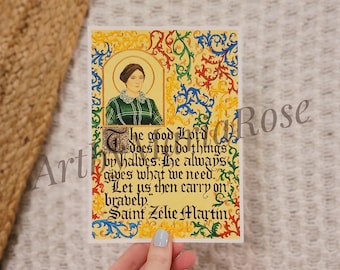 Saint Zelie Martin Illuminated Manuscript Giclee Catholic Art Print Original