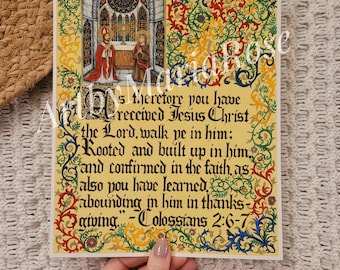St. John and St. Stanislaus Illuminated Manuscript Giclee Catholic Art Print