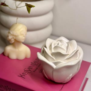 Flower shaped bathroom storage jar jewelry cup rose candle vessel home decor trinket box concrete organizer gift